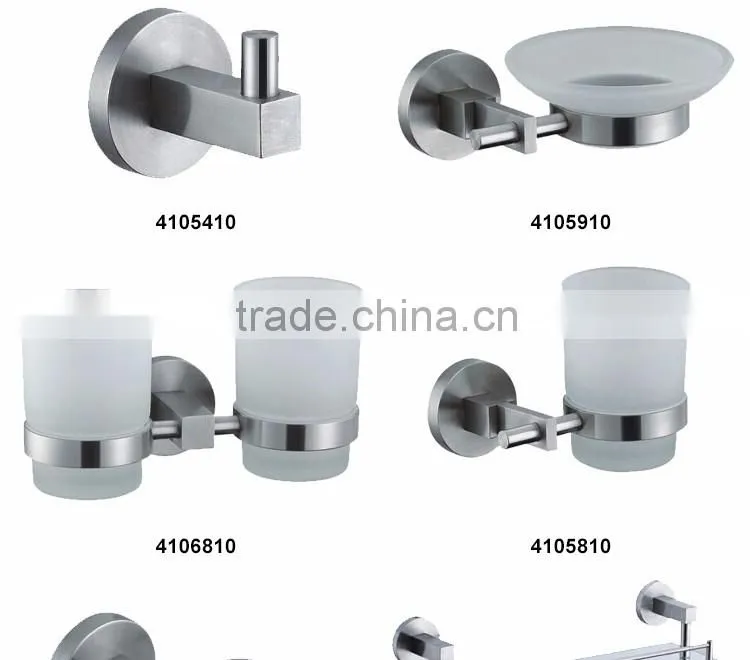 bath accessory stainless steel base material clear glass tumbler holder