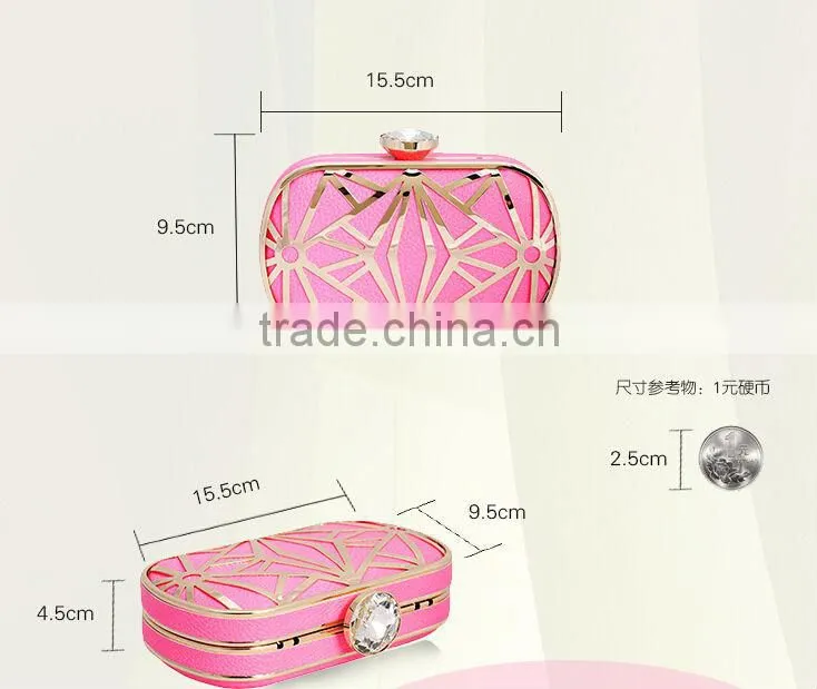 2014 leather with metal hollow evening bags fashion clutch Evening Bag