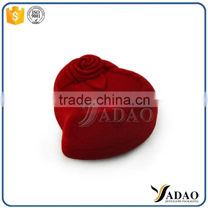 red flower shape velvet jewelry boxes ring packaging box