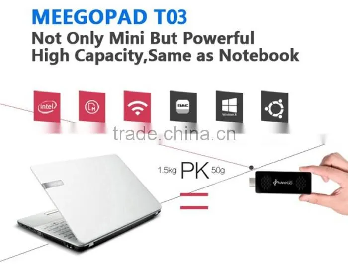 2016 newest mini pc Meegopad T03 Win10 and Android 4.4Dual OS Mini PC 2GB / 32GB Intel Quad Core TV