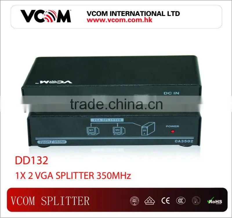 VCOM high quality 1 input 2 output VGA black SPLITTER
