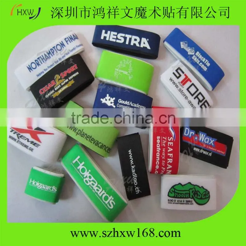 Rubber ski strap/Logo printed ski ties with pull tab