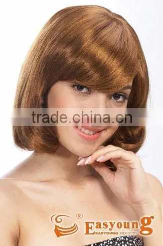 Gold blonde bobo hair wigs for ladies.China hair wigs suppliers