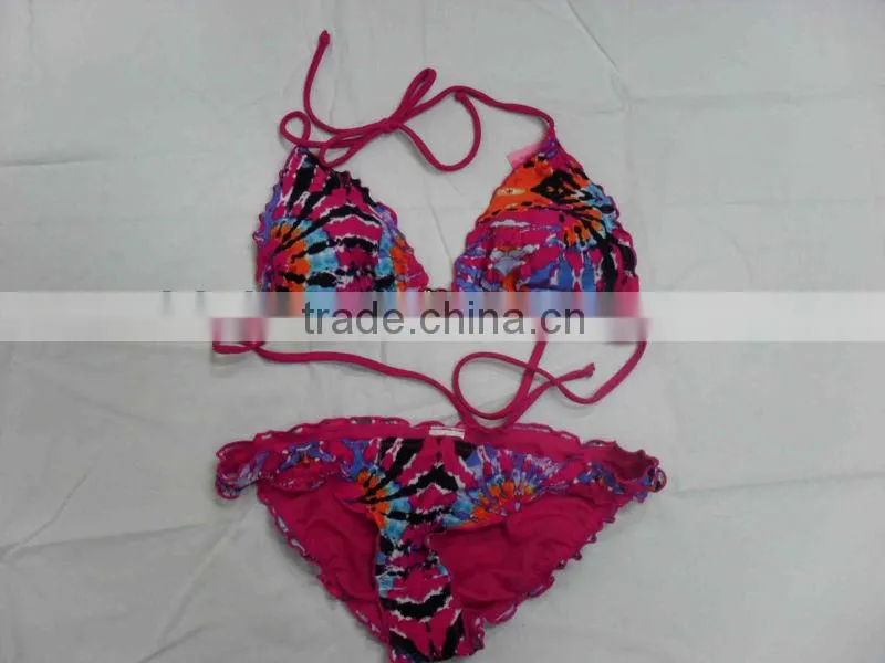 Colorful Flowers Sexy Underwire Cups Push-up Padding Swimwear