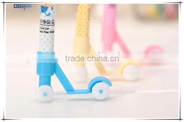 2015 novelty ballpoint pen cartoon scooter shape pen for kids