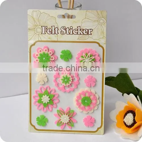 adhesive felt sticker, 3d sticker , handmade felt sticker, scrapbooking sticker, layered sticker , flower felt sticker
