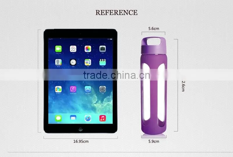2016 Color sports glass foldable water bottle with silicone sleeve 550ml
