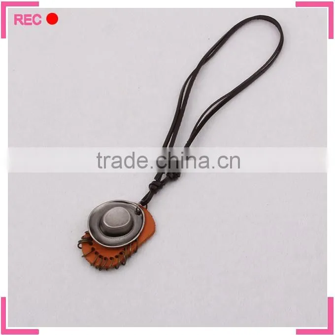 Leather necklace with hat pendant, for party fashionable new design necklace