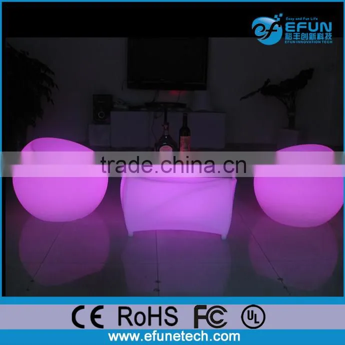 rgb color changing remote control light glowing sofa chair,plastic illuminated round apple shape bar sofa
