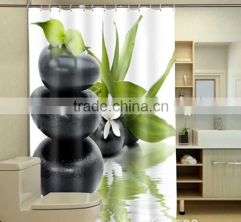 Digital Printed Green Plants Shower Curtain