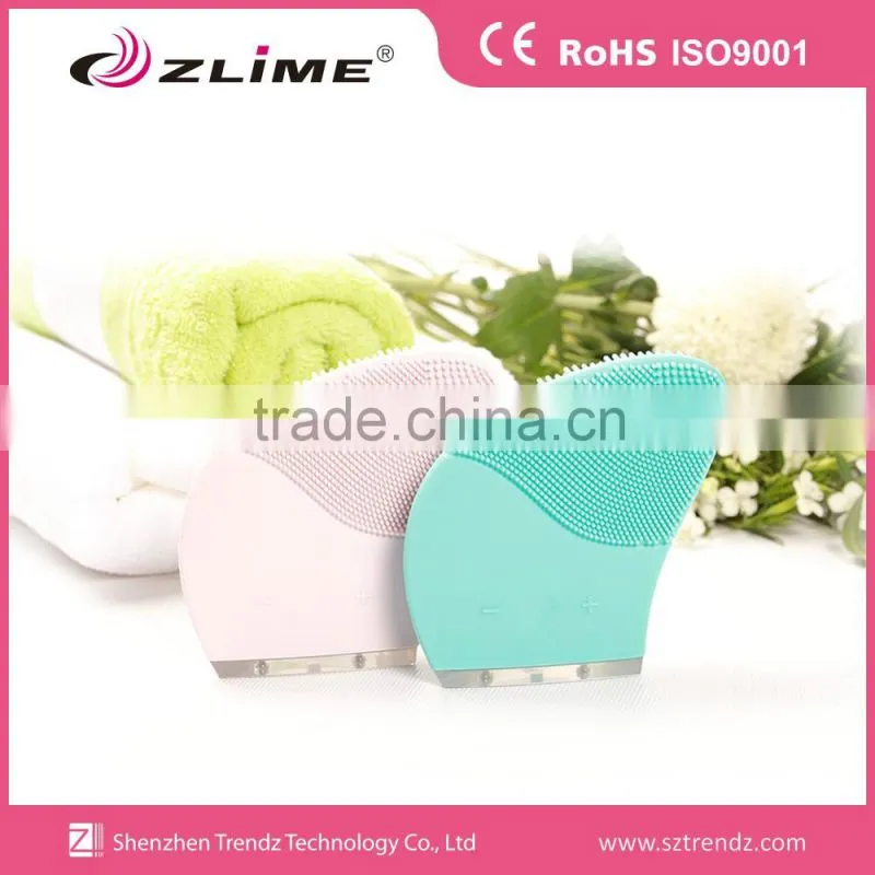 Build-in Li-ion Battery Rechargeable Silicone Facial cleansing vibration brush