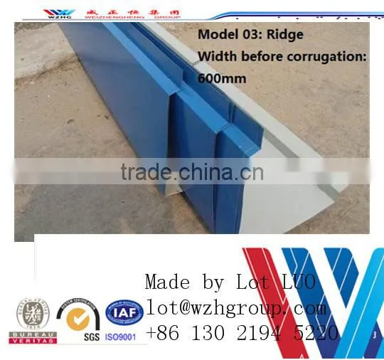 Building materials low cost roof tile ridge cap,metal roof ridge cap made in China