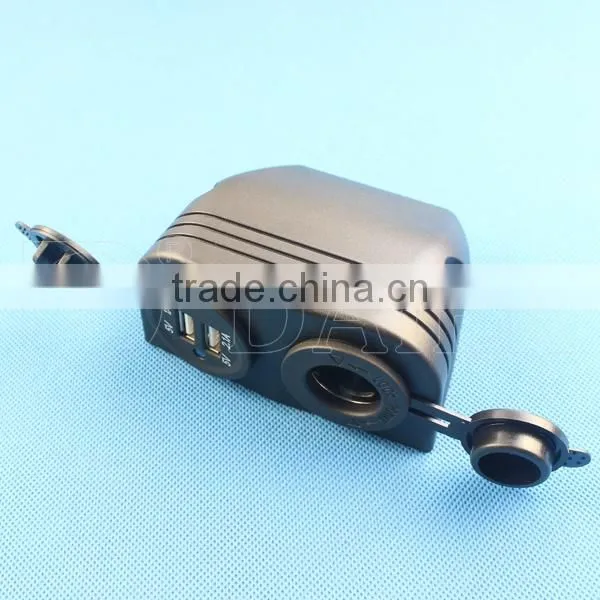 2 Ports USB Female Car Cigarette Lighter Socket Power Socket With Cover And Standard Nut
