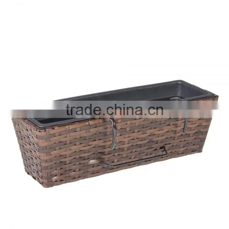 Wall mounted long flower pot plastic rattan rectangular planter box