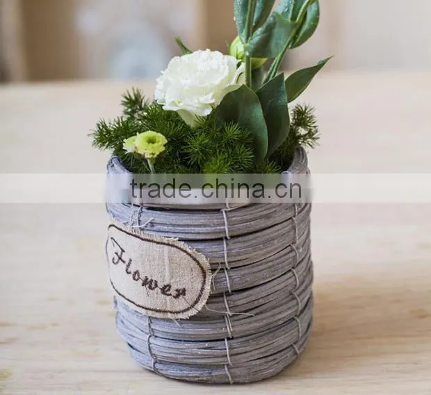 Desktop decor handmade small wicker woven baskets for flowers