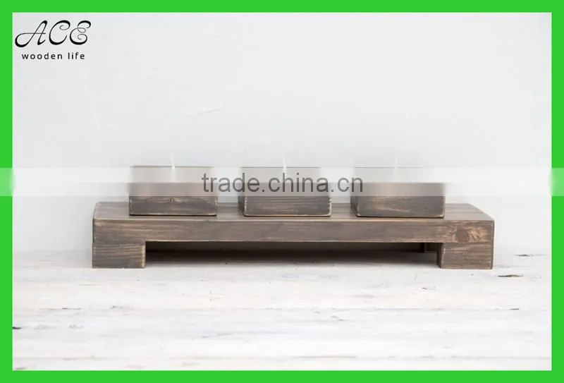 Rustic wooden candle holder for home decoration