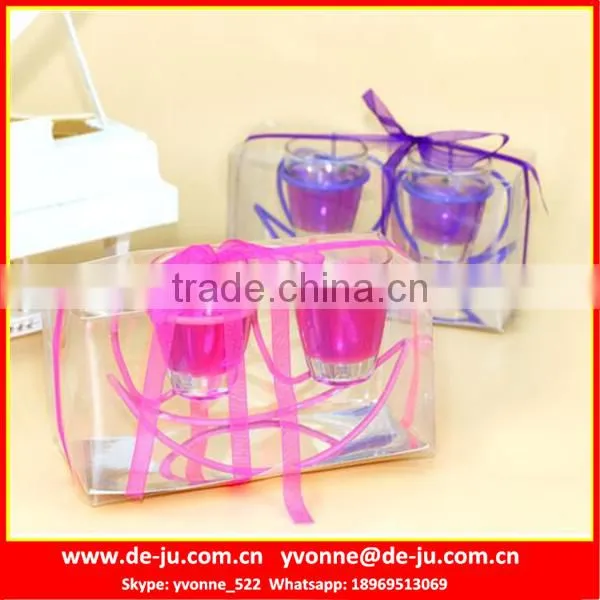 Two Star Steel Holder Red Gel Wax Made Jelly Candle