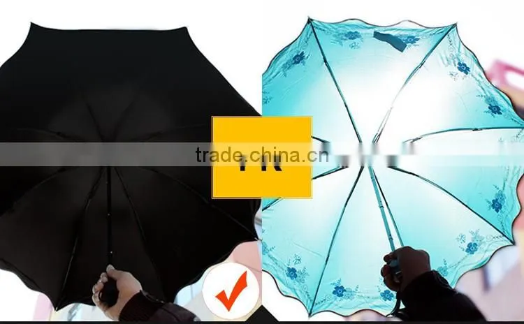 Meet water show the flower sun umbrella with UV, 3 folding umbrella