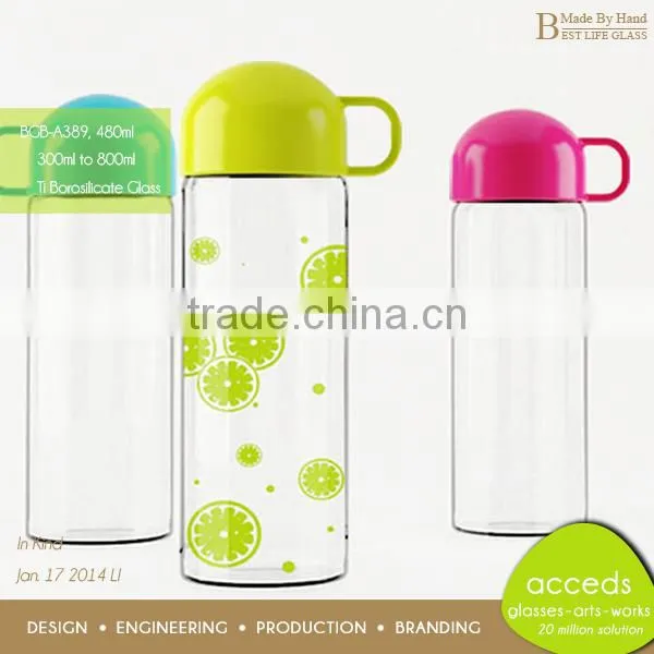 Hot Selling Borosilicate Fancy Water Glass Bottle BPA free