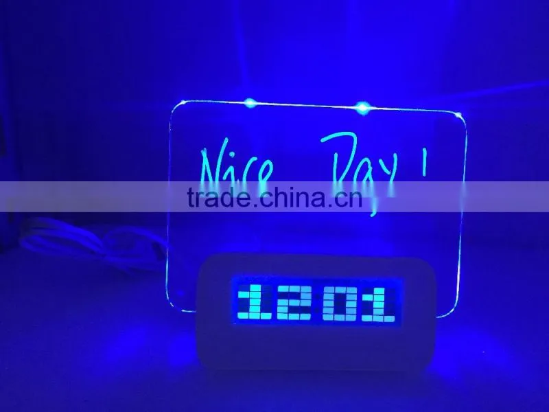table desk LED Light night alarm clock with memo board/led message board alarm clock