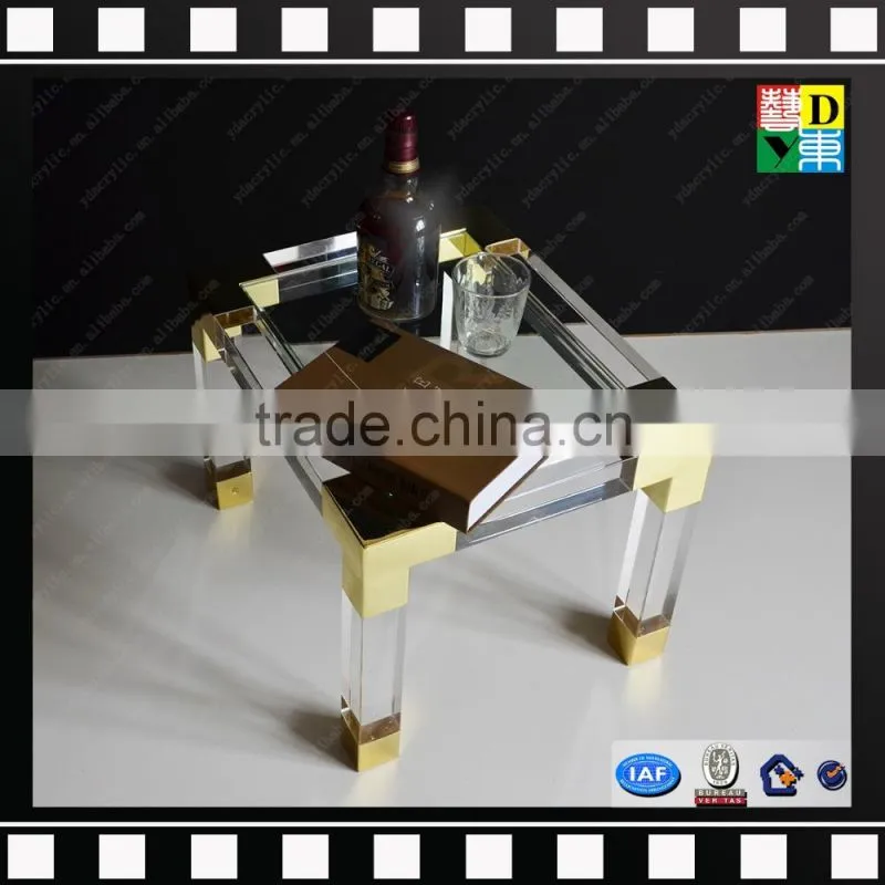 Clear acrylic cube 2 layers coffee tables with metal from shenzhen yidong