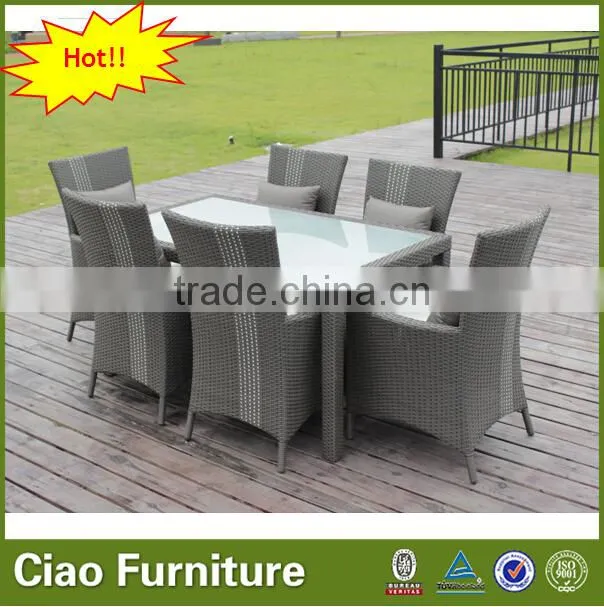 Restaurant furniture 6 seater rattan dining set