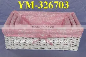 cheap wicker storage basket with pink liners