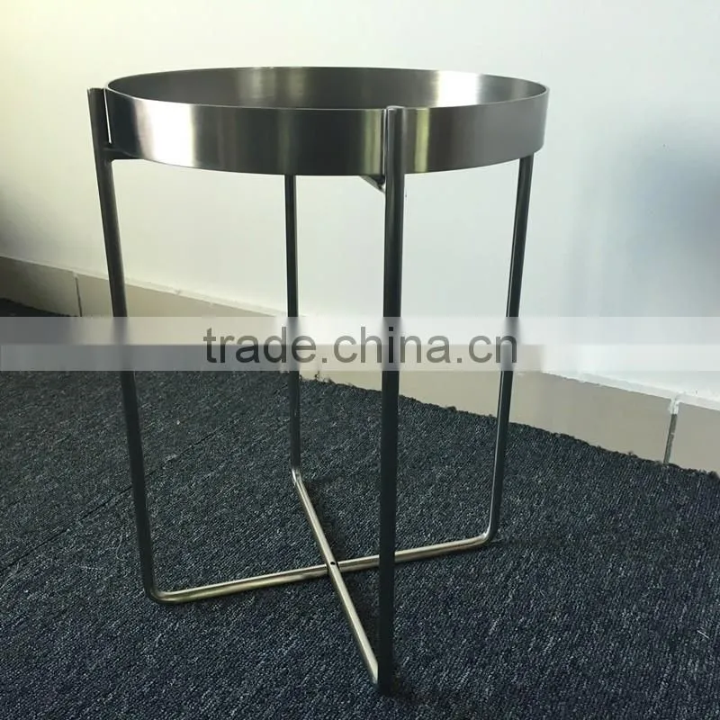 Wholesale living room furniture chrome plating sofa side table with metal folding legs