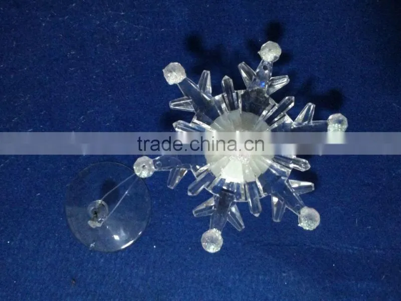 acrylic LED RBG flashing snowflake with sucker suction cup ornament