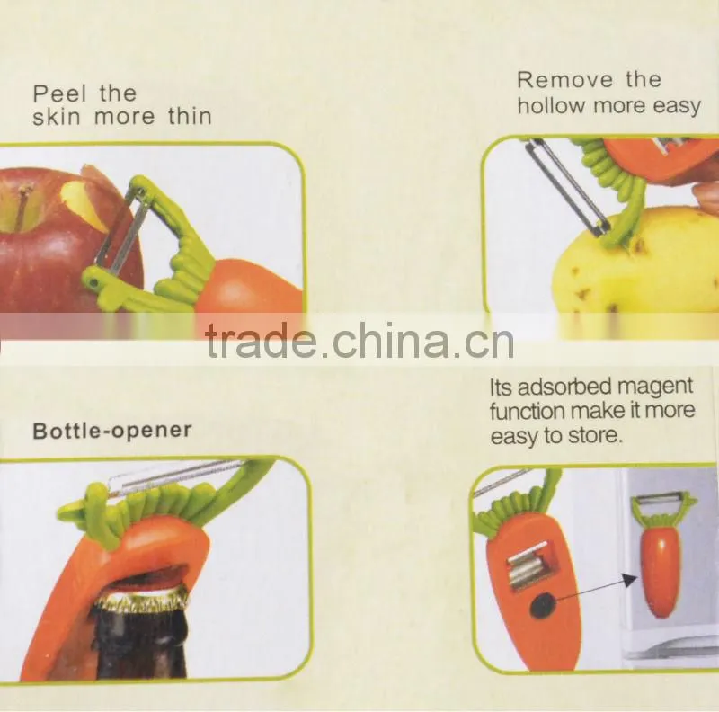 carrots shaped peeler with bottle opener and magnet