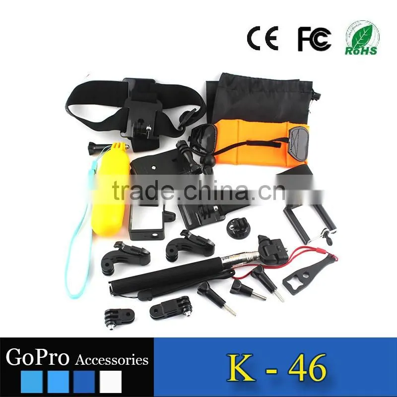 hot selling cheap 19 in 1 kit used for gopros heros 4 accessories set of action camera cases