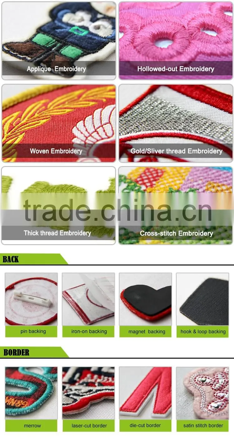 China personalized design custom university embroidery patch for student uniform