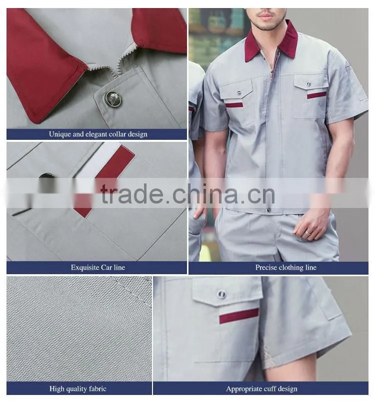 OEM 100% Workwear Uniforms Green Work Clothes Short Sleeves Customized maker