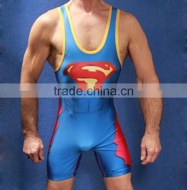 Sublimation print custom wholesale wrestling singlets in China