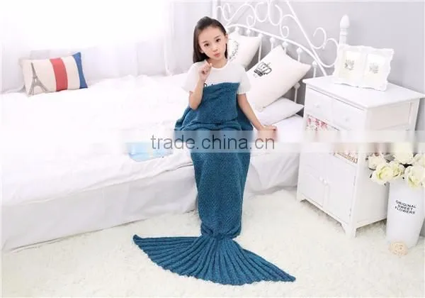 Bulk Wholesale Hotsale Acrylic Children Blankets Mermaid Tail Blanket