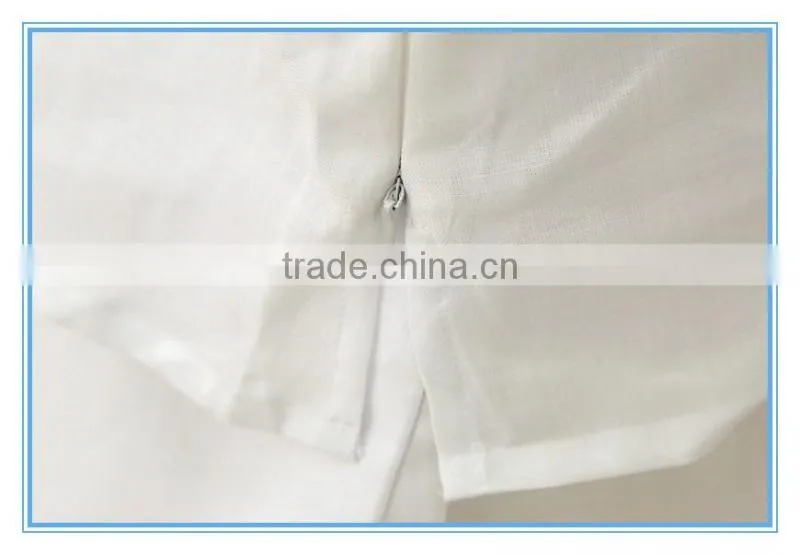 Wholesale Linen Suits 3 Pieces Pants Suits Woman Church Suits With Embroidery Cutwork Design