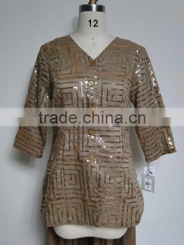 ladies formal embroidery with sequins pant suit