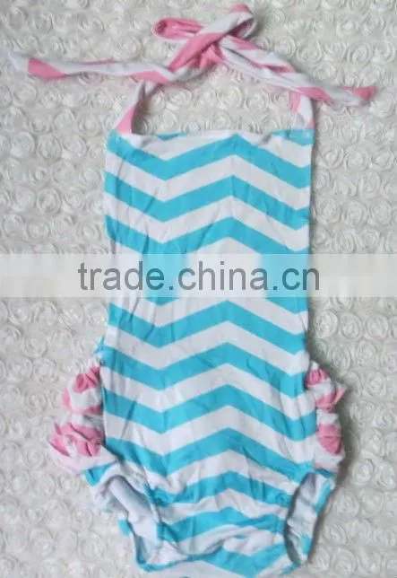 China Wholesale Grey Chevron Bubble Romper for Baby Girls Bubble Toddler Girl Sunsuit Romper
