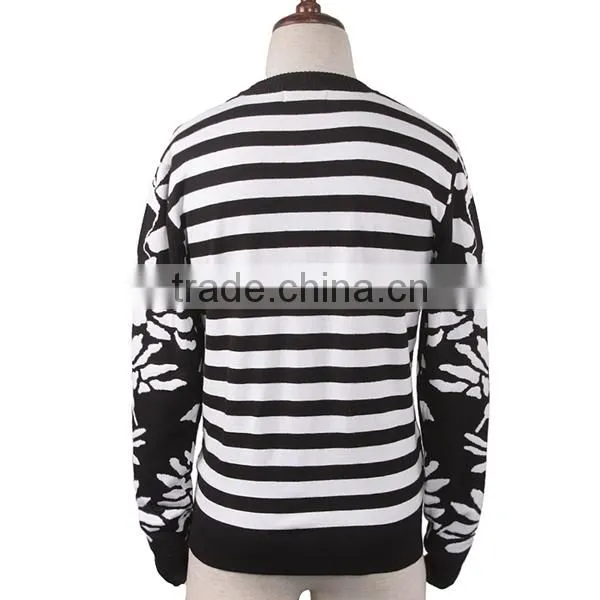 Jacquard allover flower patterns crew neck men pullover sweater