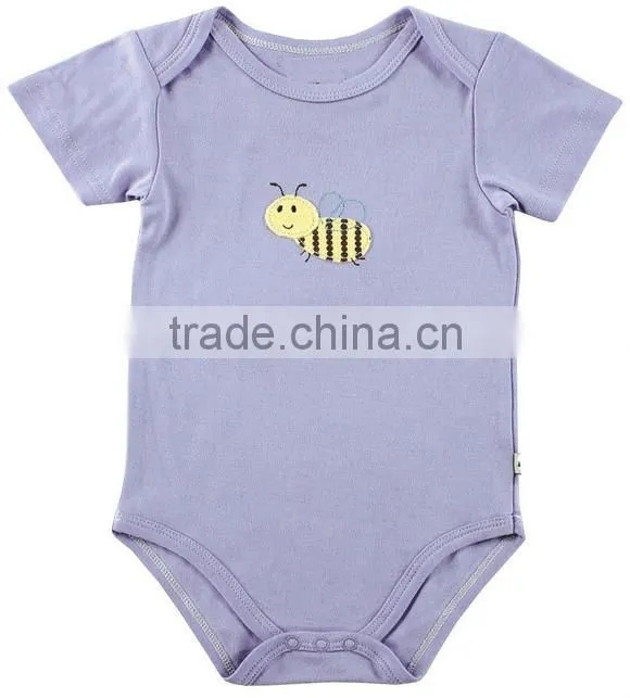 Unisex applique bee summer wear short sleeve wholesale pattern custom made infant cotton baby romper