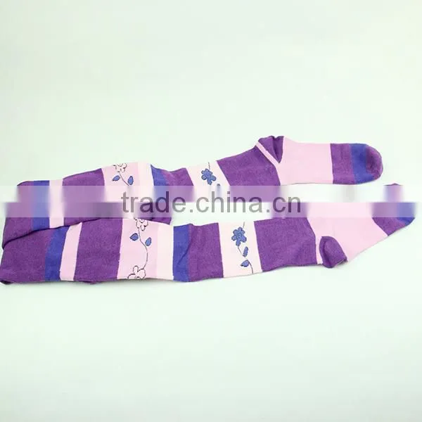 Purple Long Socks For Girl Tights Lady Strip Tight Socks