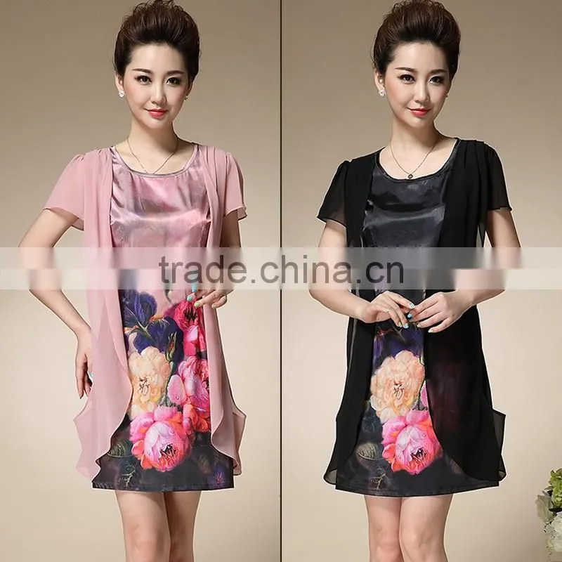 Fashion Womens Dress Two Piece Middle Aged Women