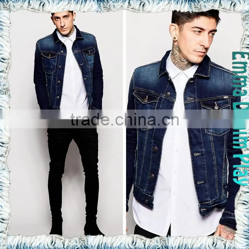 2016 New Brand Hot Sale Indigo Jean Mens Silver Button Jackets Coats