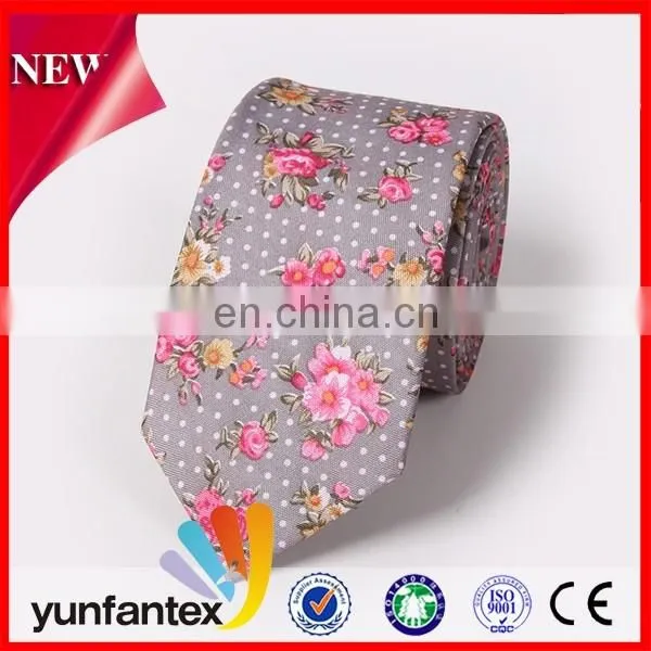 2016 cheap flower pattern design 100 cotton necktie