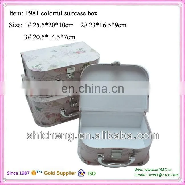 Fancy elegant attractive suitcase box with plastic handle