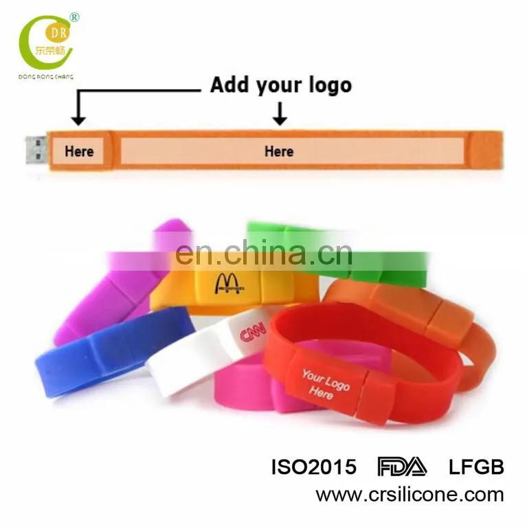 Colorful Custom Great Quality Wristband Ruber Pen Drive Foldable Soft Silicone Bracelet Usb Flash Drive