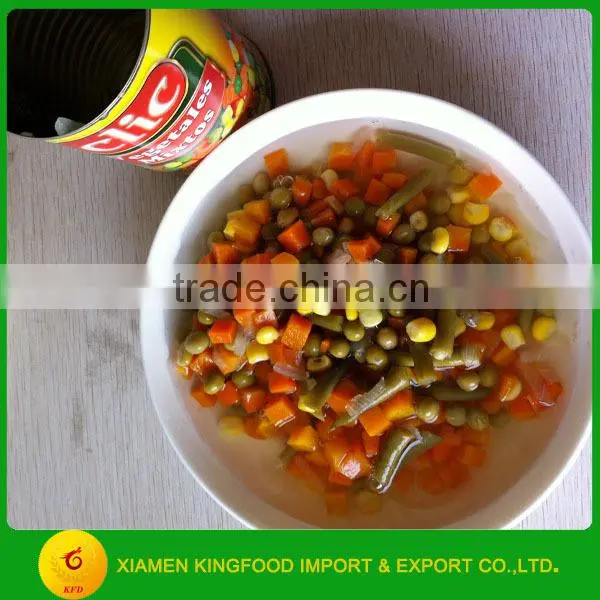 Canned vegetable with potato dice and sweet corn in different sizes
