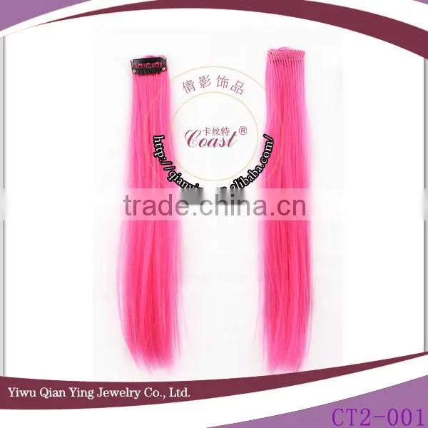 one clip in pink party sythetic hair extensions