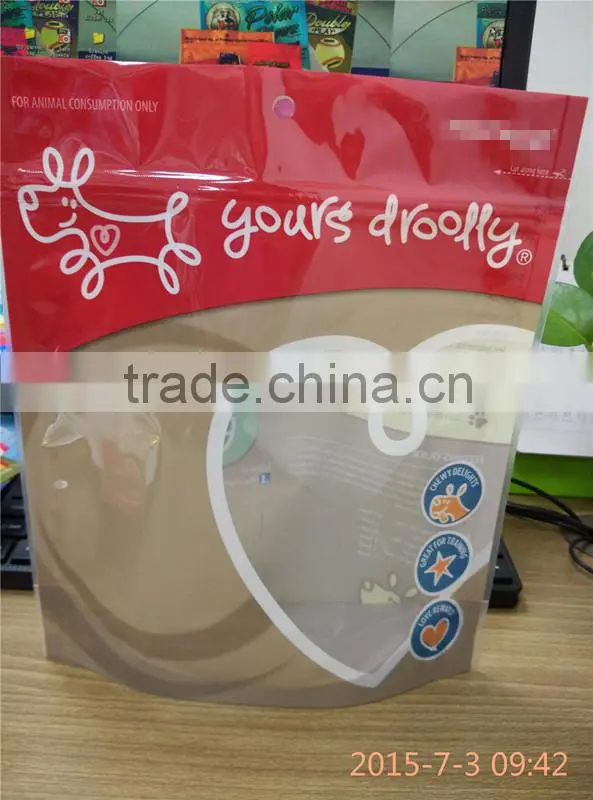customer printed zipper stand up pouch for pet dog treats
