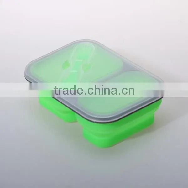 Silicone+PP The large capacity plastic students lunch box with spoon